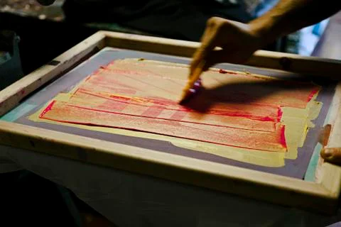 Silk screen pull Fotos de archivo