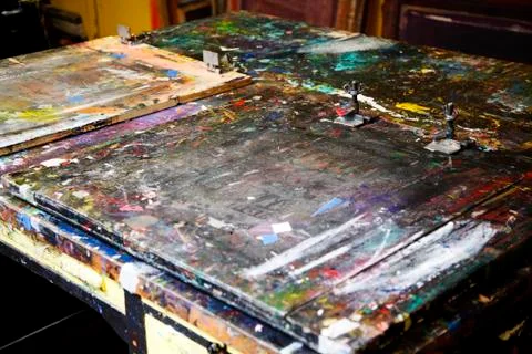 Silk screen table Stock Photos