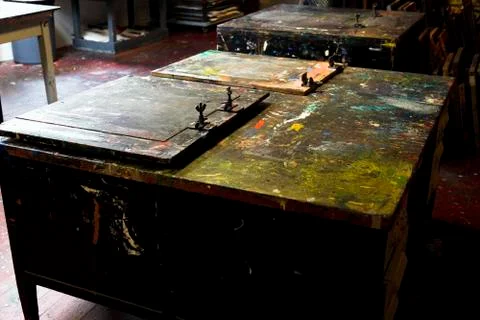 Silk screen tables Stock Photos