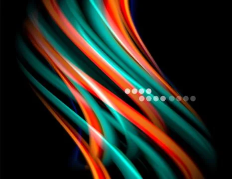 Silk smooth lines on black, liquid fluid color waves. Vector Illustration イラスト素材