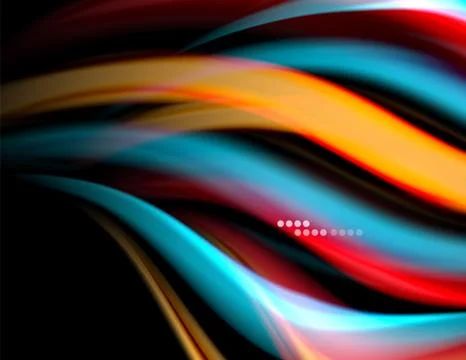 Silk smooth lines on black, liquid fluid color waves. Vector Illustration イラスト素材