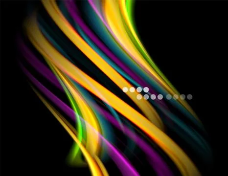 Silk smooth lines on black, liquid fluid color waves. Vector Illustration Stock Illustration