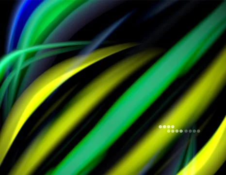 Silk smooth lines on black, liquid fluid color waves. Vector Illustration Stock Illustration