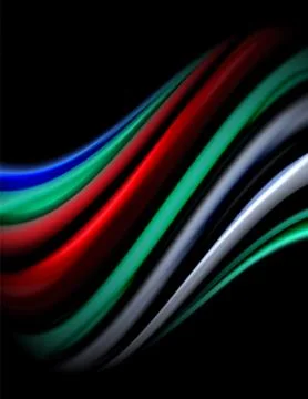 Silk smooth lines on black, liquid fluid color waves. Vector Illustration イラスト素材