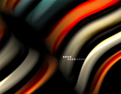 Silk smooth lines on black, liquid fluid color waves. Vector Illustration イラスト素材