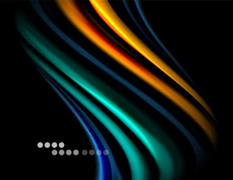 Silk smooth lines on black, liquid fluid color waves. Vector Illustration 스톡 일러스트