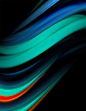 Silk smooth lines on black, liquid fluid color waves. Vector Illustration イラスト素材