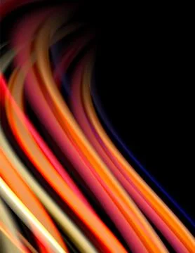 Silk smooth lines on black, liquid fluid color waves. Vector Illustration イラスト素材