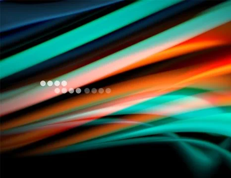 Silk smooth lines on black, liquid fluid color waves. Vector Illustration Illustrazione stock