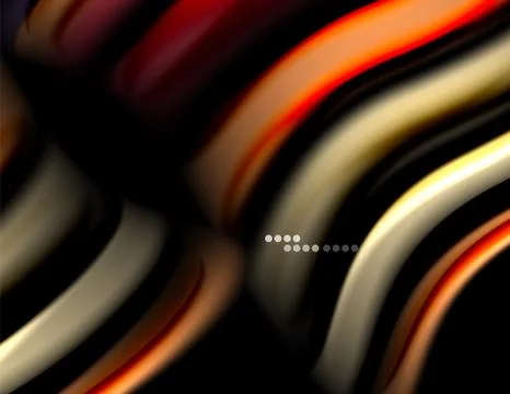 Silk smooth lines on black, liquid fluid color waves. Vector Illustration Stockillustratie