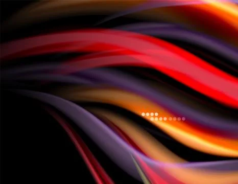 Silk smooth lines on black, liquid fluid color waves. Vector Illustration イラスト素材