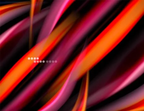 Silk smooth lines on black, liquid fluid color waves. Vector Illustration Stockillustratie