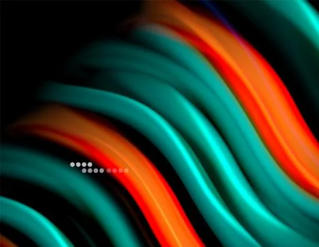 Silk smooth lines on black, liquid fluid color waves. Vector Illustration Illustrazione stock