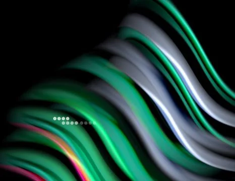 Silk smooth lines on black, liquid fluid color waves. Vector Illustration 스톡 일러스트