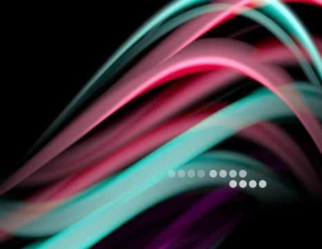 Silk smooth lines on black, liquid fluid color waves. Vector Illustration イラスト素材