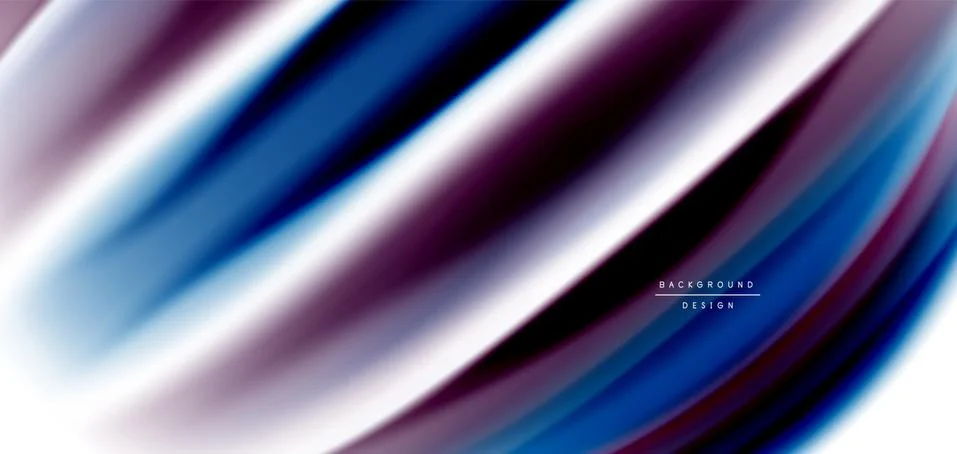 Silk smooth lines on white, liquid fluid color waves. Vector Illustrations For 库存插图