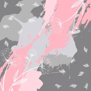 Silk square scarf design with abstract floral pattern Stock Illustration