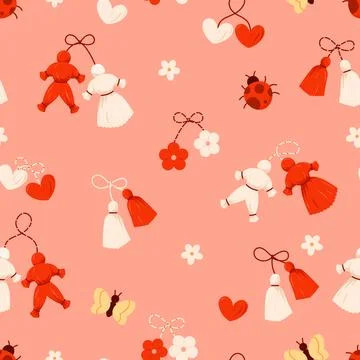 Silk Strings Craft Decoration Seamless Pattern Stock Illustration