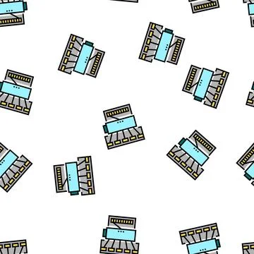 Silk thread production industry machine vector seamless pattern Stock Illustration