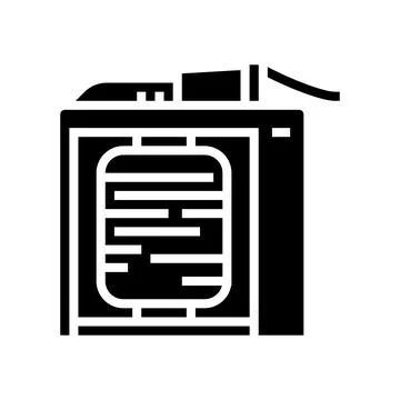Silk thread roll winding process glyph icon vector illustration Stock Illustration