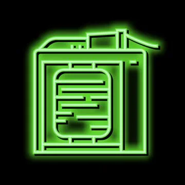 Silk thread roll winding process neon glow icon illustration Stock Illustration