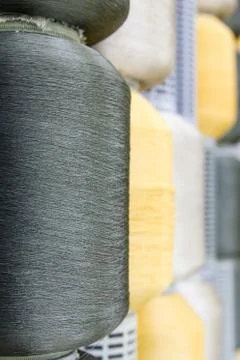 Silk thread spools in row Stock Photos