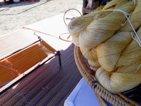 Silk thread for weaving Stock Photos
