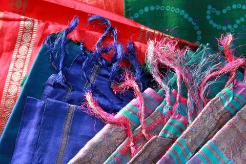 Silk threads and fabric Stock Photos