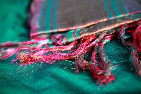 Silk threads and fabric Stock Photos
