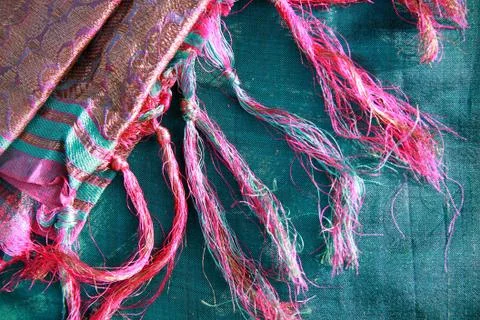 Silk threads and fabric Stock Photos