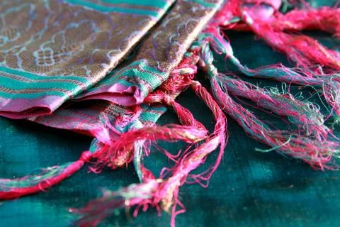 Silk threads and fabric Stock Photos