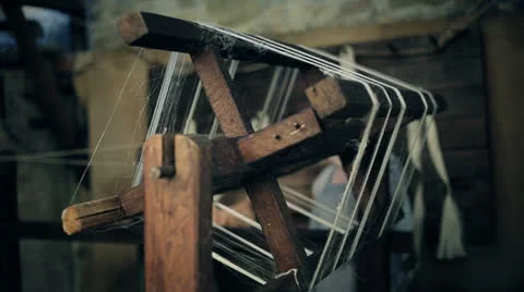 Silk yarn wraps around machine Stock Footage 25500512