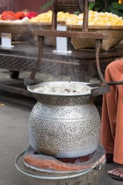 Silkworm boil , silk string processing Stock Photos
