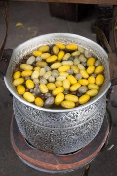 Silkworm boil , silk string processing Stock Photos