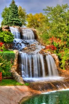 Silky waterfall in high dynamic range Stock Photos