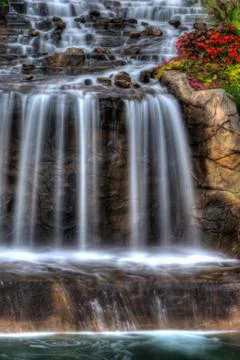 Silky waterfall in high dynamic range Stock Photos