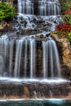 Silky waterfall in high dynamic range Stock Photos