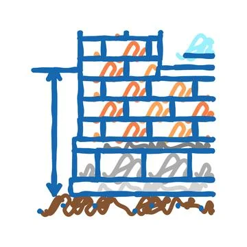 Sill level building structure icon doodle illustration Ilustración de archivo