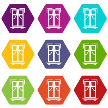 Sill window frame icons set 9 Stock Illustration