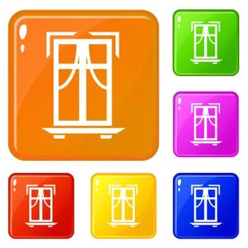 Sill window frame icons set color Ilustración de archivo