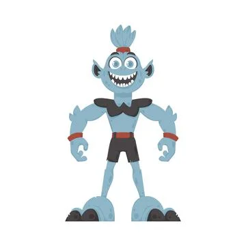 This is a silly and amusing blue creature. Cartoon style. Stock Illustration