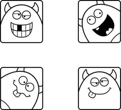 Silly Cartoon Devil Icons Stock Illustration