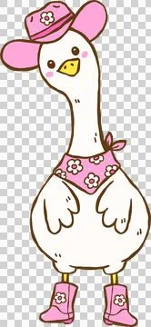 Silly Goose Cowboy confusing hand drawn doodle Stock Illustration