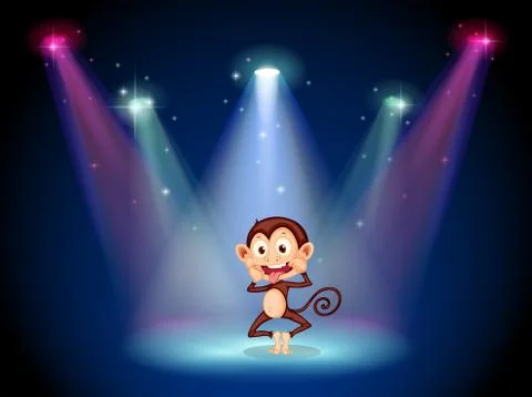 A silly monkey at the stage Stock Illustration