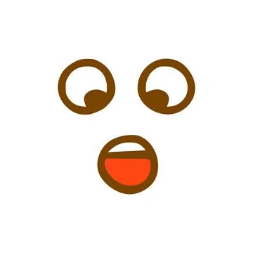 Silly scared face doodle icon. Emoticon in hand drawn style isolated on white Stock Illustration