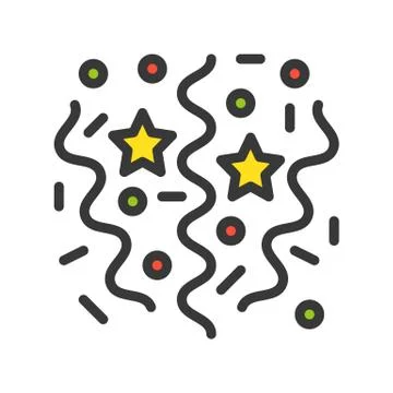 Silly String vector, Christmas related filled style icon, editable outline Stock Illustration