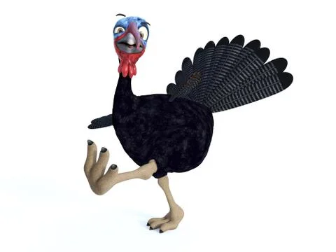 Silly toon turkey walking. Stock Illustration