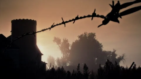 Silo and Barbed Wire Vídeo Stock 55806130