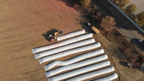 Silo Bag Grain Elevator Storage Agricultural Bulk Materials Aerial Stock-Footage 118328270