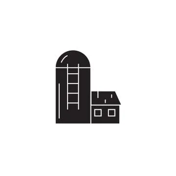 Silo, barn black vector concept icon. Silo, barn flat illustration, sign Illustrazione stock